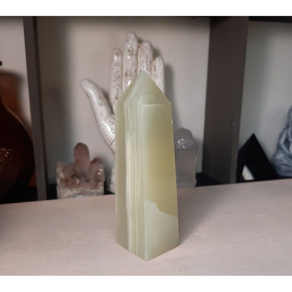 Translucent Green Calcite Crystal Tower
